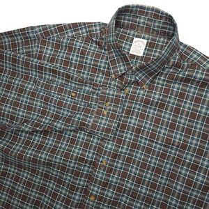 Brooks Brothers Shirt Mens XL Brown Plaid Non Iron Long Sleeve Button Down